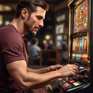 image of man enjoyomg slot play