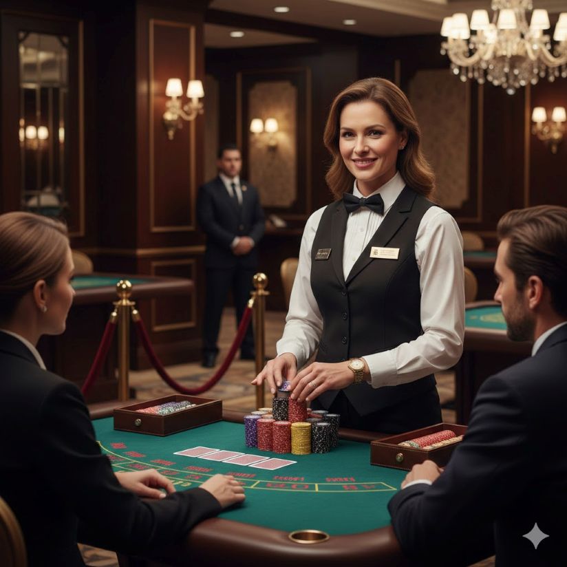 professional casino dealer at a high limit table